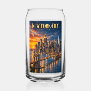 Affiche de voyage de la skyline dorée de New York