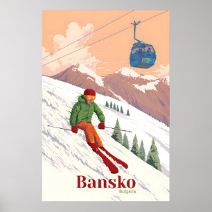 Affiche de voyage de la station de ski de Bansko B