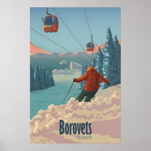 Affiche de voyage de la station de ski de Borovets