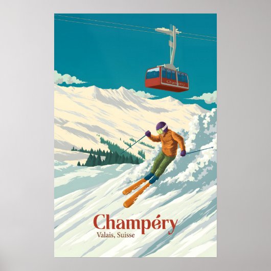 Affiche de voyage de la station de ski de Champéry (Devant)