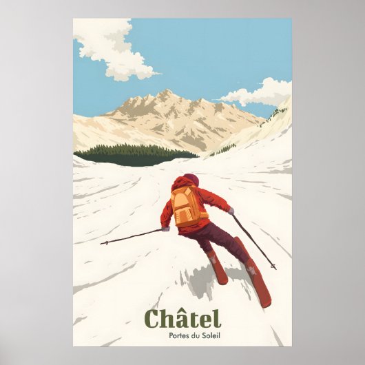 Affiche de voyage de la station de ski de Chatel (Devant)