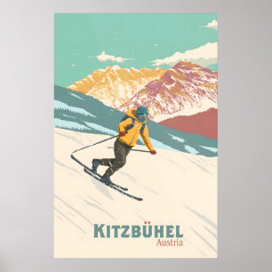 Affiche de voyage de la station de ski de Kitzbühe