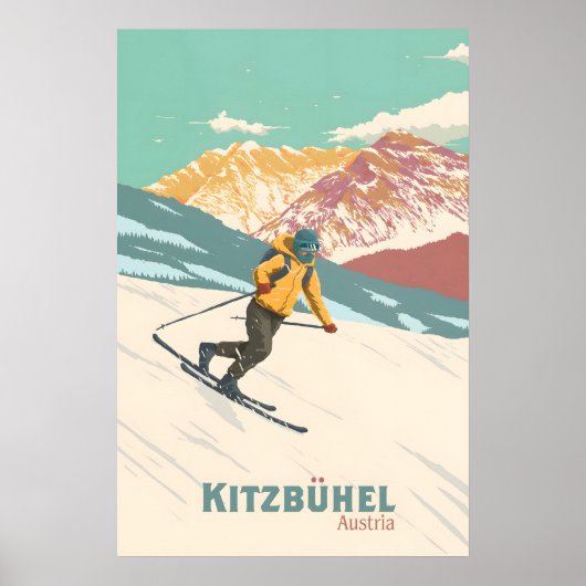 Affiche de voyage de la station de ski de Kitzbühe (Devant)