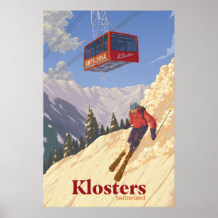 Affiche de voyage de la station de ski de Klosters