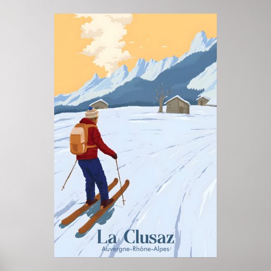 Affiche de voyage de la station de ski de La Clusa (Devant)