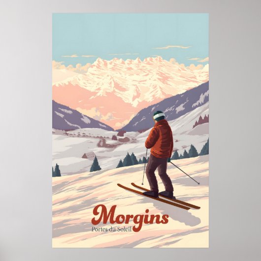 Affiche de voyage de la station de ski de Morgins (Devant)