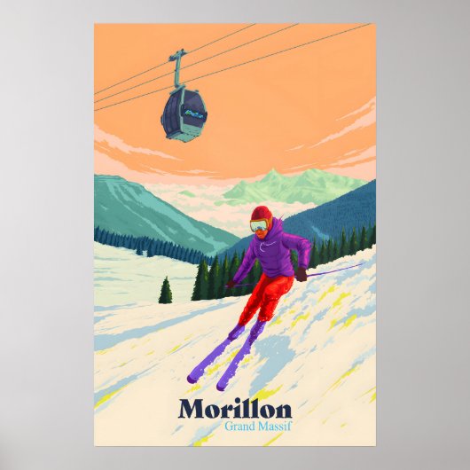 Affiche de voyage de la station de ski de Morillon (Devant)