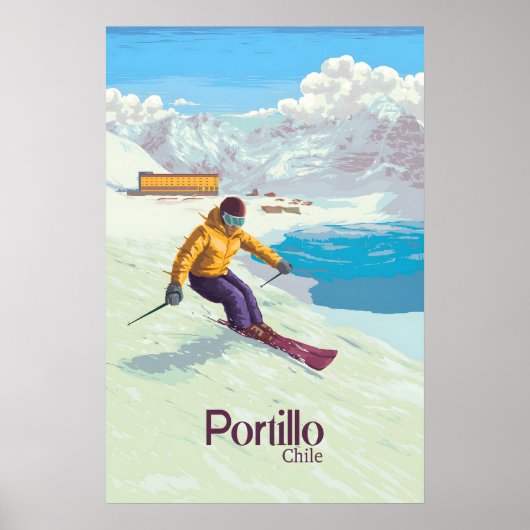 Affiche de voyage de la station de ski de Portillo (Devant)