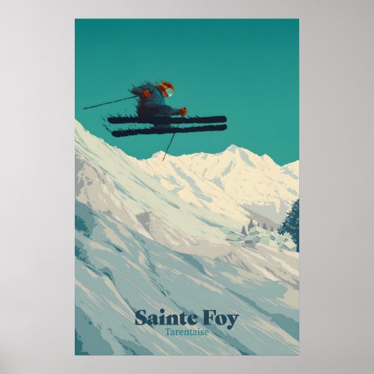 Affiche de voyage de la station de ski de Sainte F (Devant)