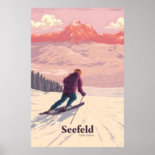 Affiche de voyage de la station de ski de Seefeld (Devant)