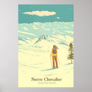 Affiche de voyage de la station de ski de Serre Ch
