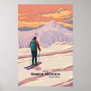 Affiche de voyage de la station de ski de Shiga Ko