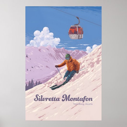 Affiche de voyage de la station de ski de Silvrett (Devant)