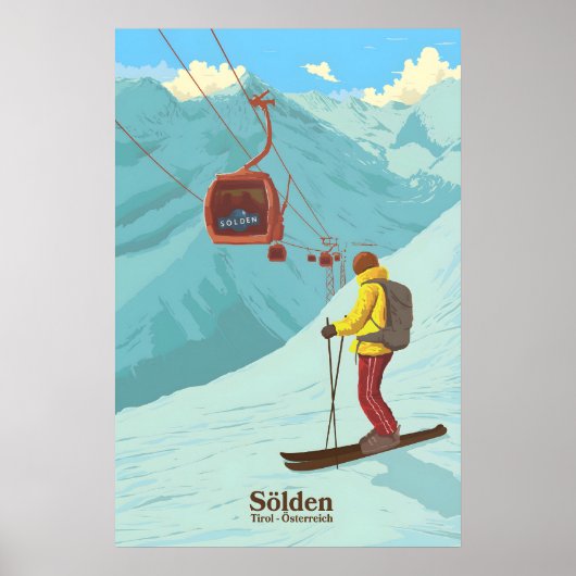 Affiche de voyage de la station de ski de Solden (Devant)
