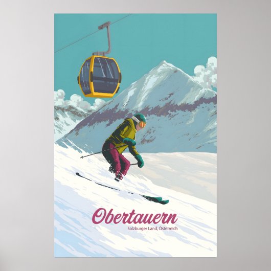 Affiche de voyage de la station de ski d'Obertauer (Devant)