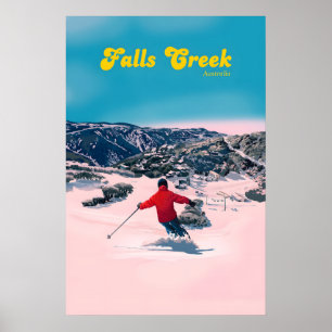 Affiche de voyage de la station de ski Falls Creek