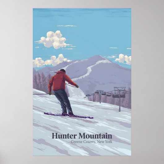 Affiche de voyage de la station de ski Hunter Moun (Devant)