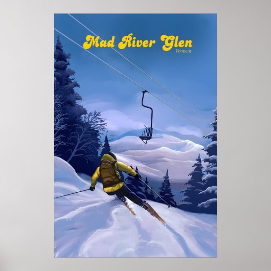 Affiche de voyage de la station de ski Mad River G (Devant)