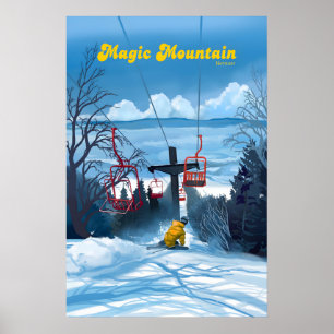 Affiche de voyage de la station de ski Magic Mount