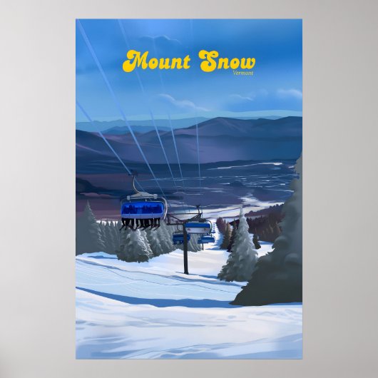 Affiche de voyage de la station de ski Mount Snow (Devant)
