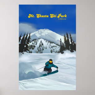 Affiche de voyage de la station de ski Mt Shasta S