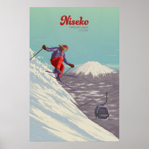 Affiche de voyage de la station de ski Niseko Japo