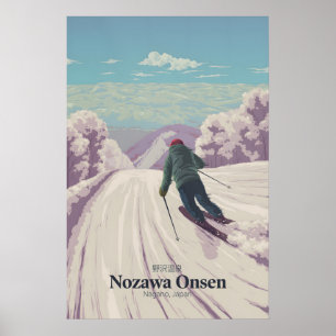 Affiche de voyage de la station de ski Nozawa Onse