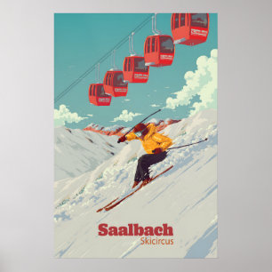 Affiche de voyage de la station de ski Saalbach Sk