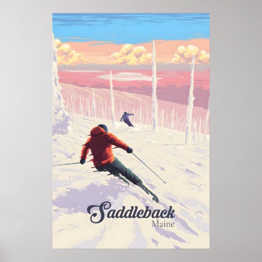 Affiche de voyage de la station de ski Saddleback (Devant)