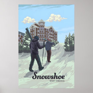 Affiche de voyage de la station de ski Snowshoe We