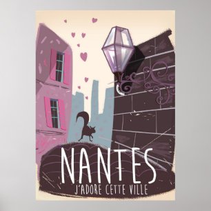Affiche de voyage de la ville de Nantes France