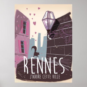 Affiche de voyage de la ville de Rennes France