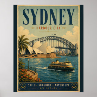 Affiche de voyage de la ville de Sydney Harbour Ci
