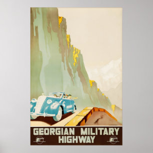 Affiche de voyage de l'ancienne route militaire gé