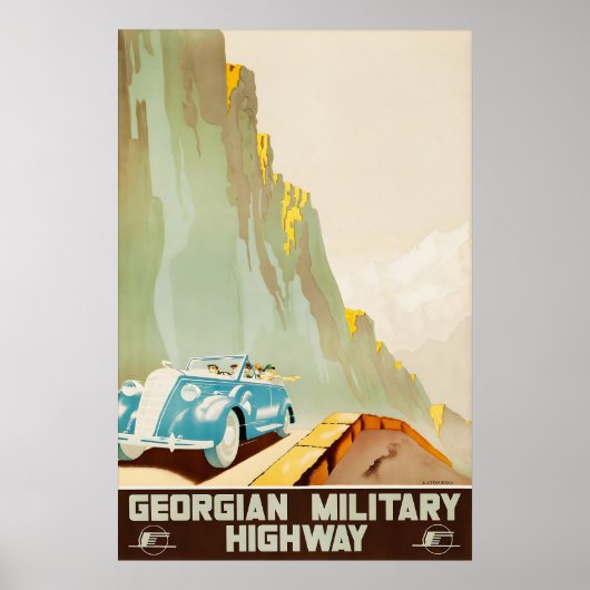 Affiche de voyage de l'ancienne route militaire gé (Devant)