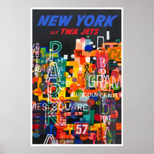 Affiche de voyage de l'art de New York 1960 Cadeau