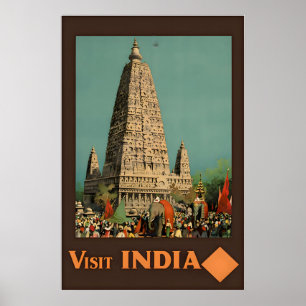 Affiche de voyage de l'art indien impression Templ