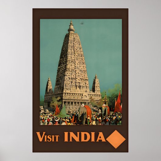 Affiche de voyage de l'art indien impression Templ (Devant)