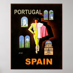 Affiche de voyage de l'Espagne et du Portugal