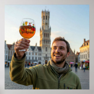 Affiche de voyage de l'heure dorée de Bruges Beerl