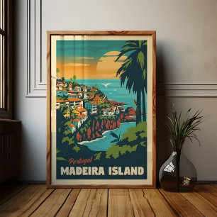 Affiche de voyage de l'île de Madère Art mural vin