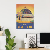 Affiche de voyage de l'Inde ancienne Stupa de Sanc (Bureau à domicile)