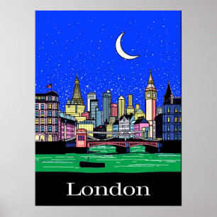 Affiche de voyage de Londres sous le ciel nocturne