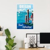 Affiche de voyage de l'Oregon Coast Art Impression (Bureau à domicile)
