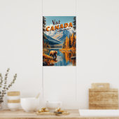 Affiche de voyage de l'ours grizzly du Canada (Cuisine)