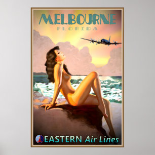 Affiche de voyage de Melbourne Floride Eastern Air