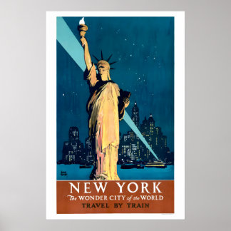 Affiche de voyage de NYC 1927 Lady Liberty, Améric
