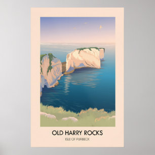 Affiche de voyage de Old Harry Rocks Dorset bord d