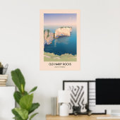 Affiche de voyage de Old Harry Rocks Dorset bord d (Bureau à domicile)