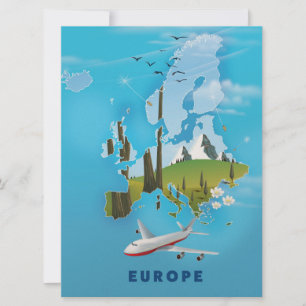 Affiche de voyage de paysage de carte d'Europe